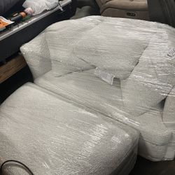 Oversized Fabric Accent Chair with Storage Ottoman