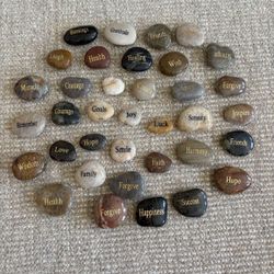 36 Pcs. Engraved Inspirational Stones with Different Words, 1-2 Inch Encouragement Rocks, 
