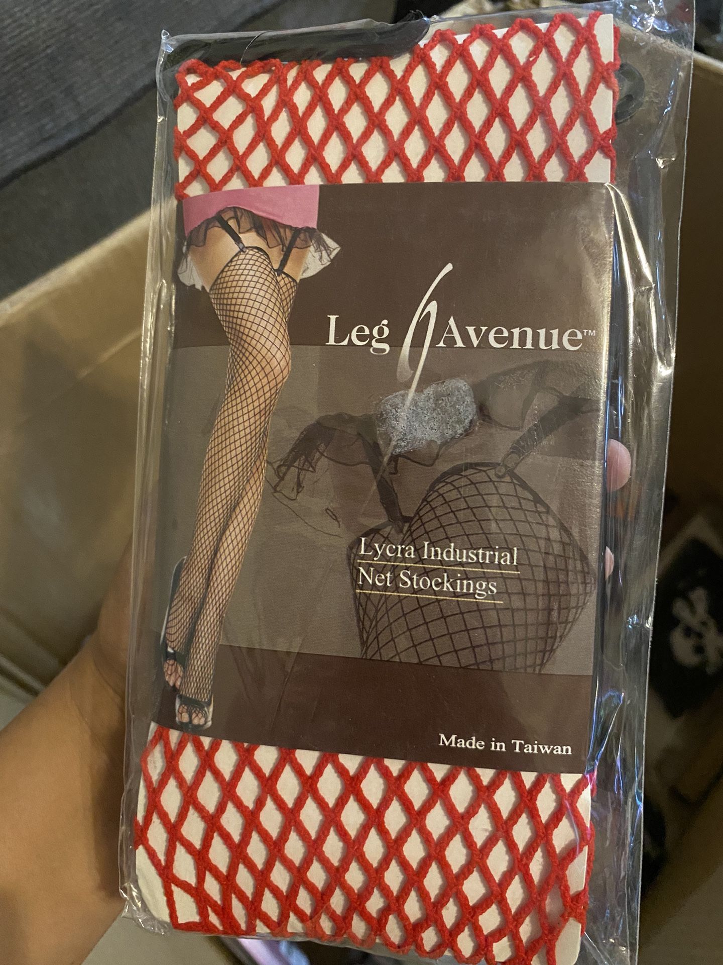 New, Leg Avenue Red Fishnet Thigh High Stockings Fits 90– 160 Lbs