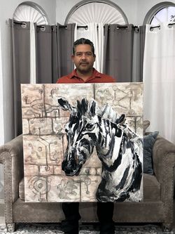 Original Zebra Portrait Painting on Canvas