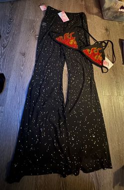 Black Sparkle Flame Two-Piece Set