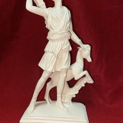 Vintage 10 Inch Alabaster Greek Artemis With Horse Figurine Imported From Greece (2 available) 