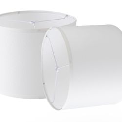 Set of 2 Lamp Shades, 12"x12"x10" Large White Linen Drum