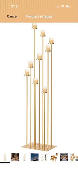 Floor Candelabra Tall 9 Arm Candle Holders for Wedding Centerpiece, 60" Black Metal Candlestick for Pillar Tealight Candles for Party Ceremony Aisle R