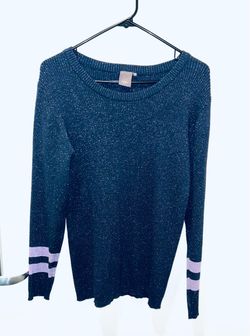 Navy blue sparkly knit crewneck sweater