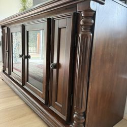 Solid Wood TV Stand / Media Console – Classic Dark Finish