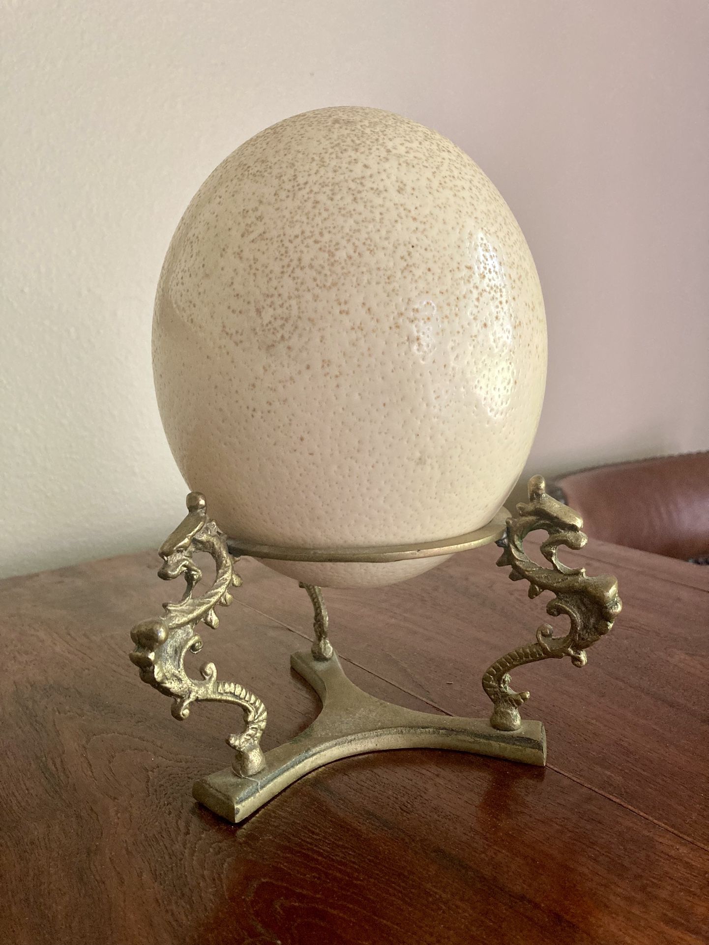 Ostrich Egg With Brass Stand