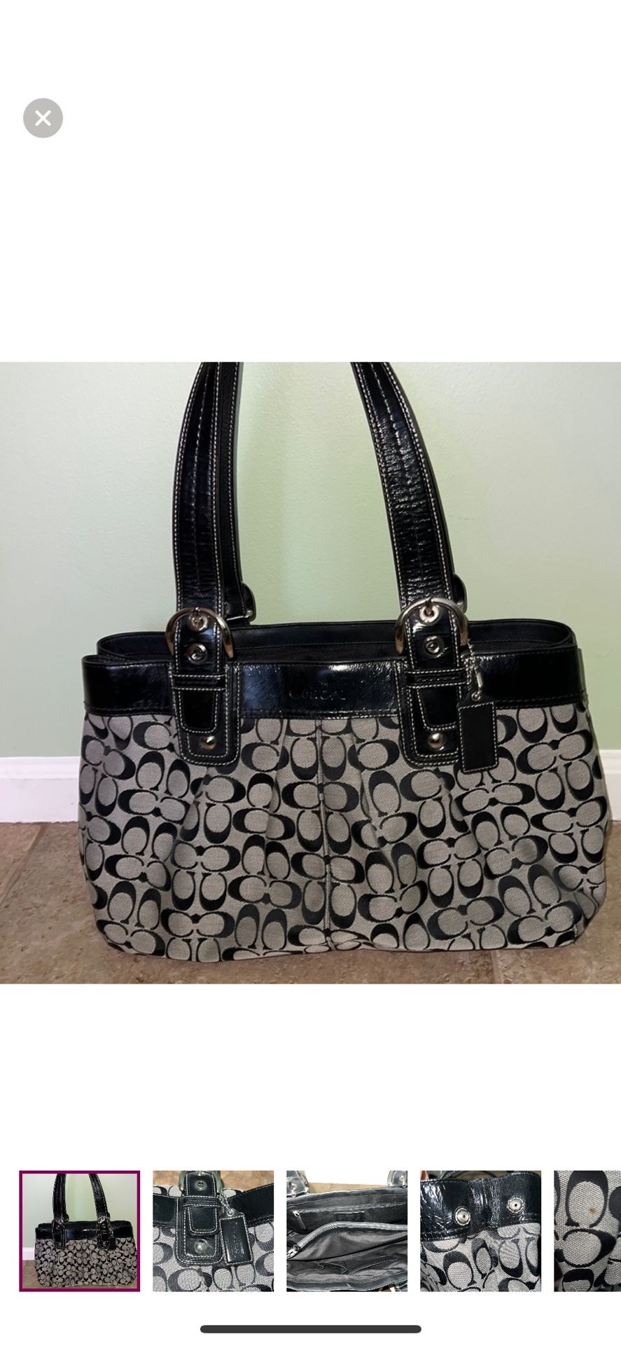 Coach Signature Black Patent Leather Shoulder Bag