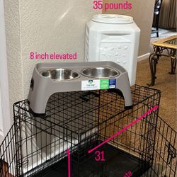 Dog Crate, Dog Food Bowl & Dog Food Container 