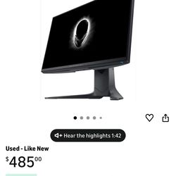 Alienware 240Hz Gaming Monitor 24.5 Inch Full HD with IPS Technology, Dark Gray