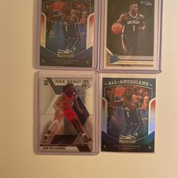 Zion Williamson, New Orleans Pelicans 4 Card Rookie LOT. All Cards Are Sleeved And In TopLoaders! 