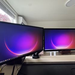 Dual ASUS Monitors + Heavy-Duty Mount (144Hz Gaming + IPS Color)