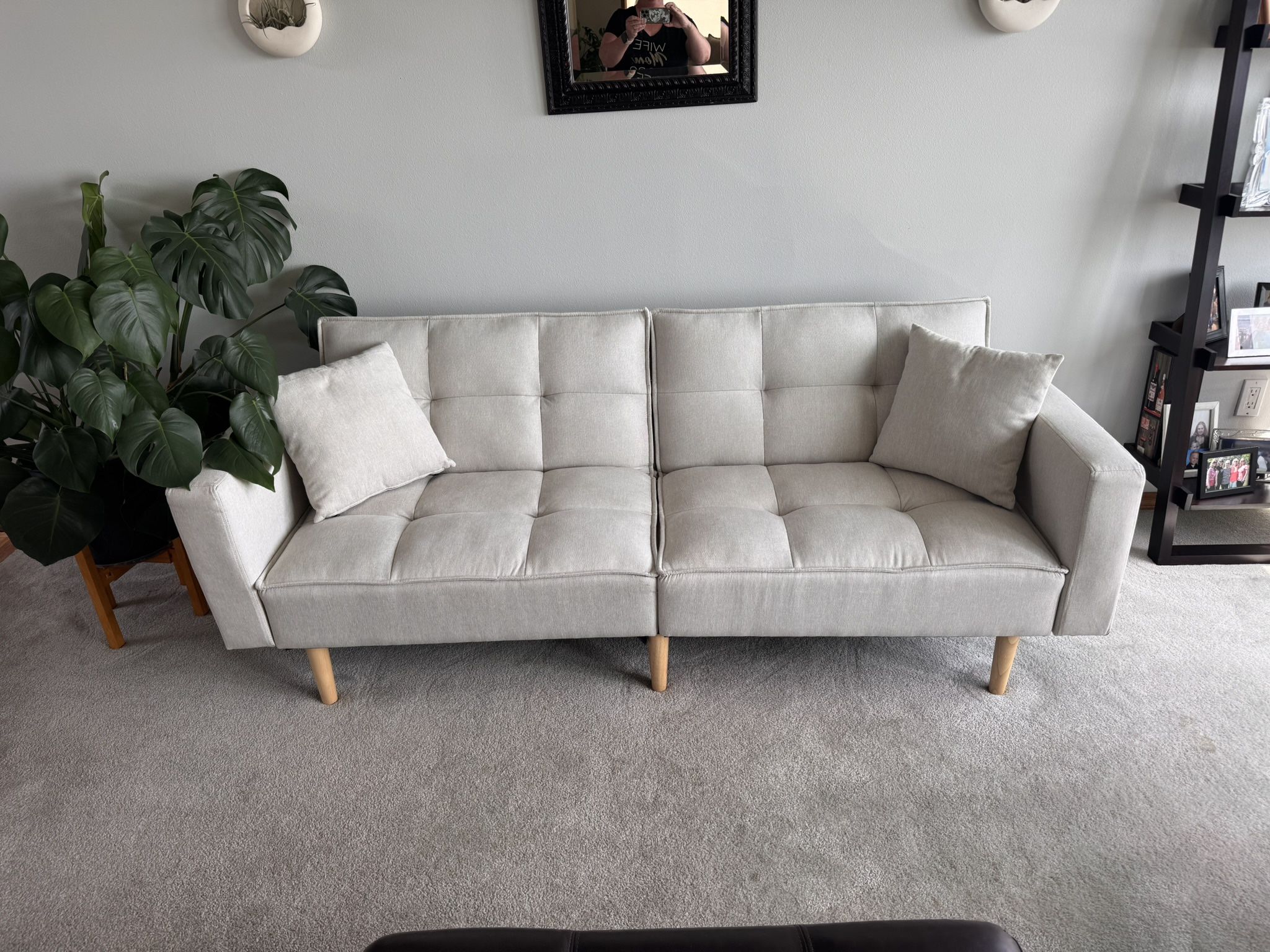 White linen Futon Couch