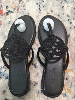 Sparkly black Tory Burch slides size 7