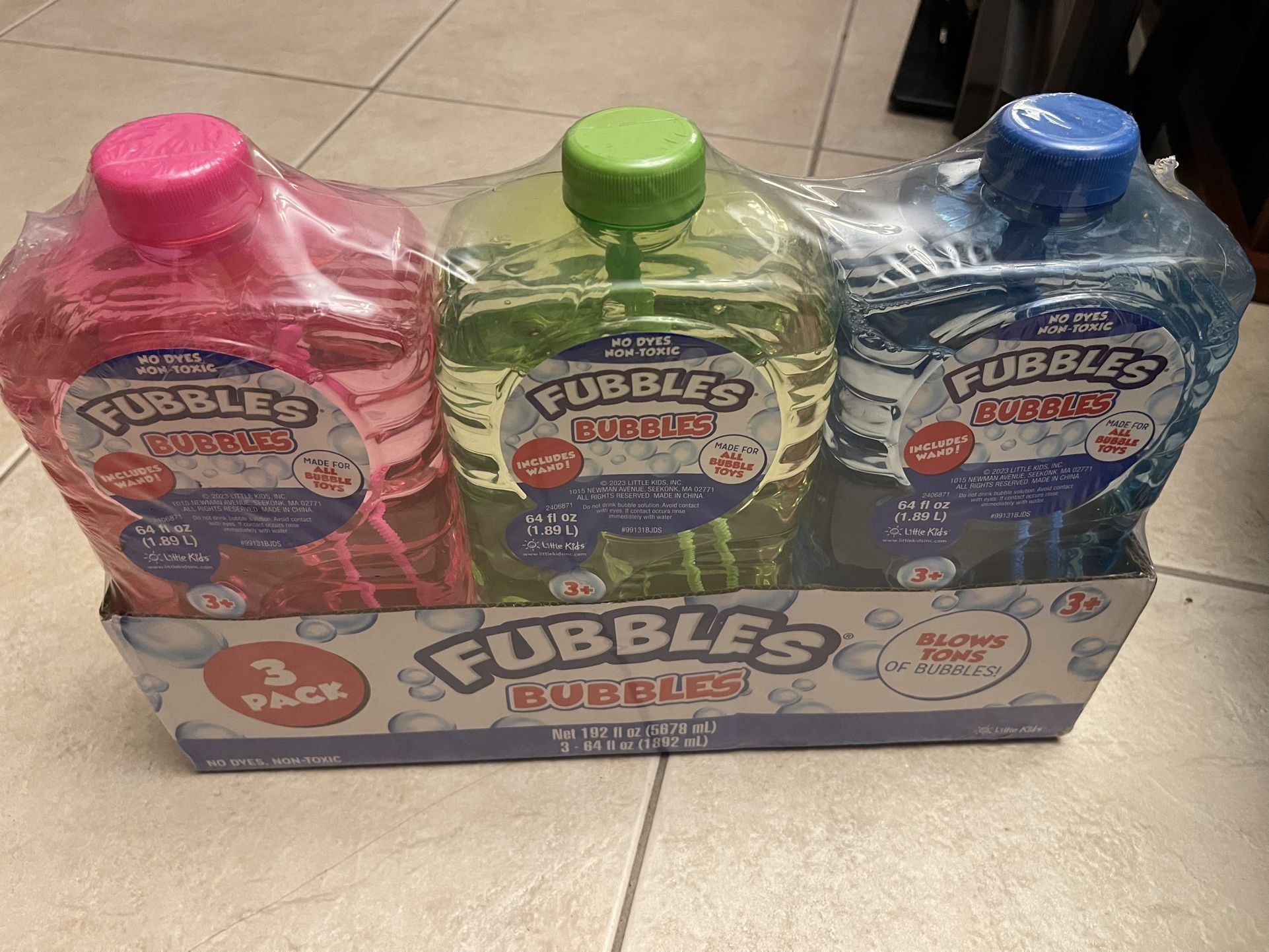 Fubbles Bubbles (6) Bottles 64 Oz Bottles New Sealed Ages 3+ Perfect Kids Christmas Gift