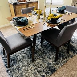 Solid Wood Dining Table w/ Canvas Chairs
