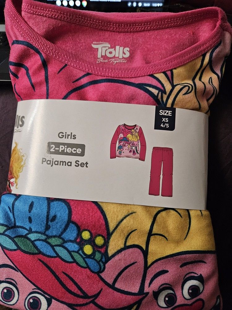 Trolls, 2 piece girls, pajamasset size extra small.