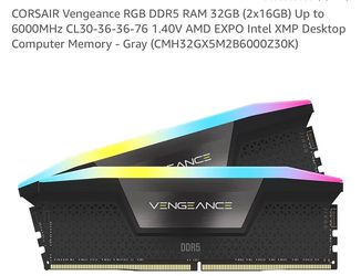 CORSAIR Vengeance 6000 mhz RGB DDR5 RAM 32GB (2x16GB)