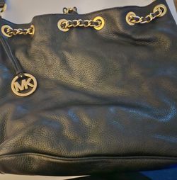 Michael Kors Black Leather Chain Tote Bag