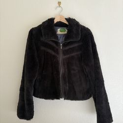 Anthropology Women's Black Fleece Jacket