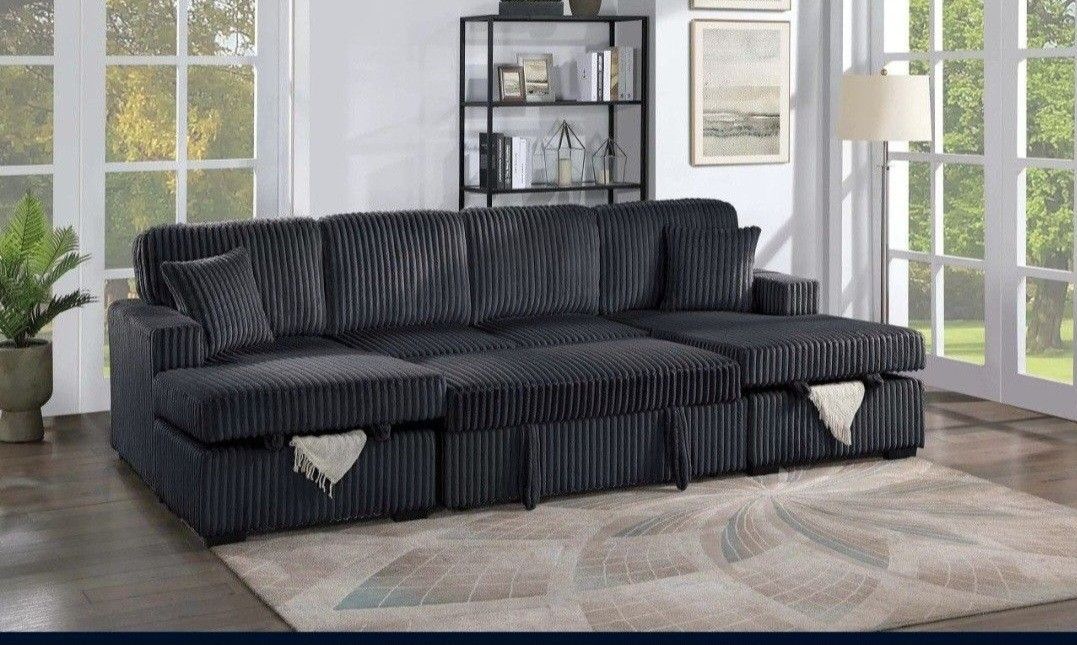 ✅️✅️4-Piece Convertible Sectional
Sleeper Sofa, Chaise Storage, Sofa Storage & USB Port✅️✅️