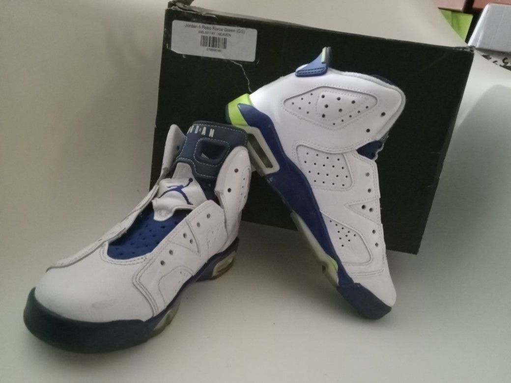 Sz 4Y Jordan Retro 6 Fierce Green GS Worn2x