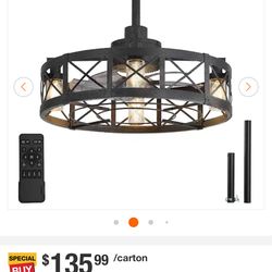 22 in Black outdoor ceiling fan with light