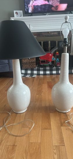 Pair of White Ceramic Table Lamps