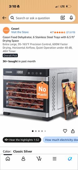 Cosori 6-Tray Stainless Steel Food Dehydrator