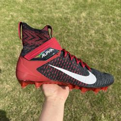 Nike Alpha Menace Elite 2 Flyknit Black Red Football Cleats BV2077-003 Size 13.5