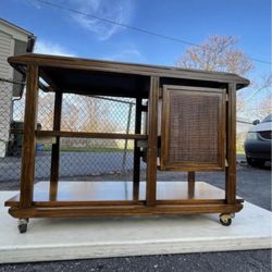 Carthia Mid-Century A.Brandt Ranch Oak Serving Cart Extending Leaf Flo