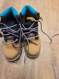 Timberland 6 Inch Premium Little Kids-Preschool Boots Nubuck w Blue Size 9