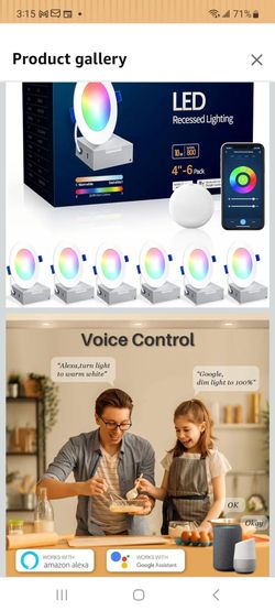Peteme Smart LED Recessed Lighting 4 Inch, IC Rated ETL Certified Ultra-Thin Canless Recessed Ceiling Light with J-Box, RGBCW Color Changing Slim Down