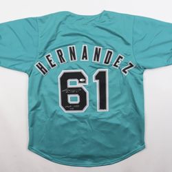Livan Hernandez Autographed Custom Marlins Jersey Inscribed “MVP 1997 WS”