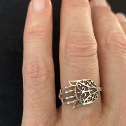 925 Sterling Silver Hamsa Ring