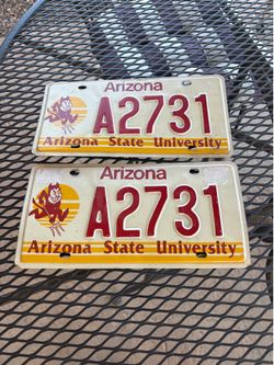 Set of Arizona state university license plates