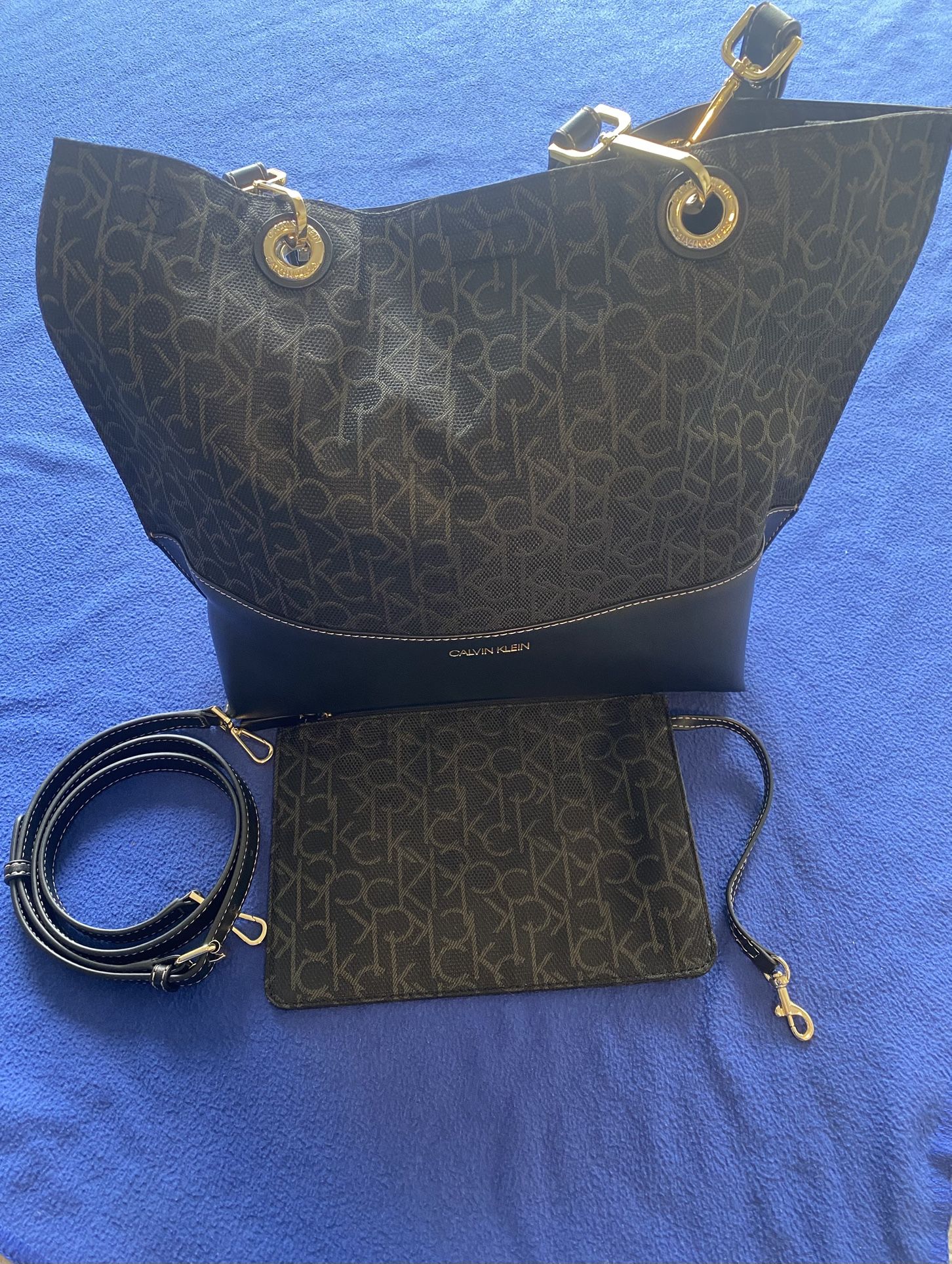 NEW Calvin Klein Black Bag Set With Shoulder Strap