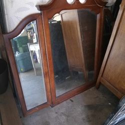 Large Trifold Vintage Mirror