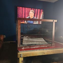 Large Dog.Cage With Wood.Surround