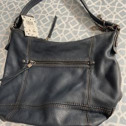 REAL LEATHER PURSE NAVY BLUE  THE SACK