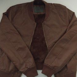 Ci Sono Brown Faux Leather Bomber Jacket w/ Fur Lining