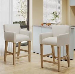 NEW Harper & Bright Designs Counter Bar Stools – Set of 2 – Beige