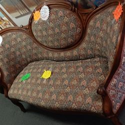 19th Century Victorian Love Seat And Chair
