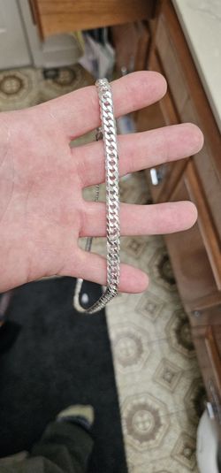 Double Curb Cuban 925 Silver Chain 26in 8mm