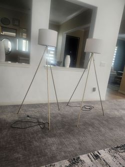 2 tri-pod floor lamps