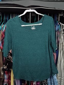 Green Knit Long Sleeve Top Petite Large