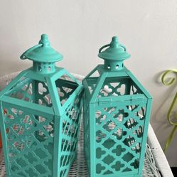 set of two teal lanterns