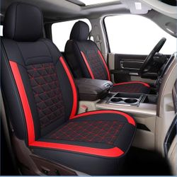Car Seat Covers Full Set, Leather RAM 1500 Seat Covers Protectors Compatible with 2002-2025 Dodge RAM 1 3500 Crew Double Mega Quad Cab with Fl