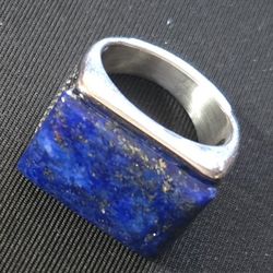 Ring for Your Man Or Yourself, Size 10, Stone Is Lapis