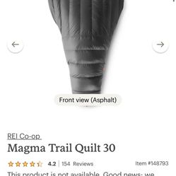 REI Magma 30 Degree ultralight Down Quilt 